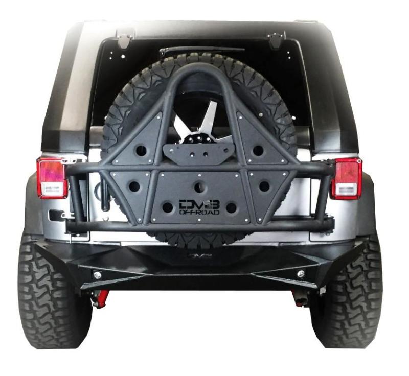 Jeep Wrangler Spare Tire Carrier - DV8 Offroad - Body Mount Tire Carrier - Textured Black - `07-`18